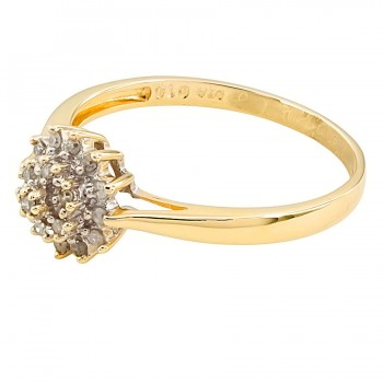 9ct gold Diamond 0.10cts Cluster Ring size O